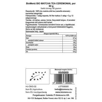 BioMenü organski ceremonialni matcha čaj v prahu 60 g slika izdelka