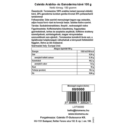Caleido kava Arabica in Ganoderma, 100 g oznaka