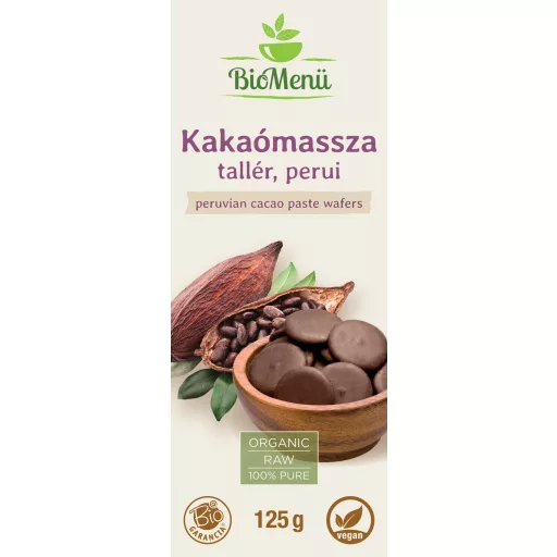 BioMenü ekološki perujski kakavovi diski 125 g oznaka
