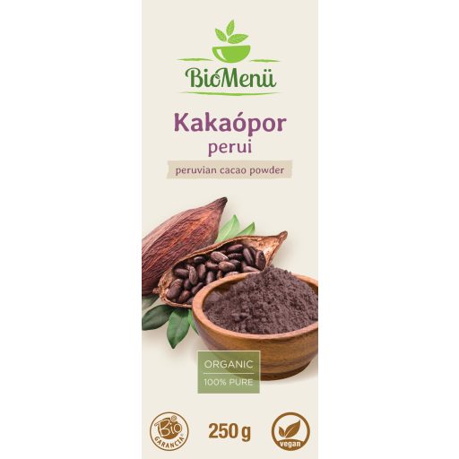 BioMenü ekološki perujski kakavov prah 250 g oznaka
