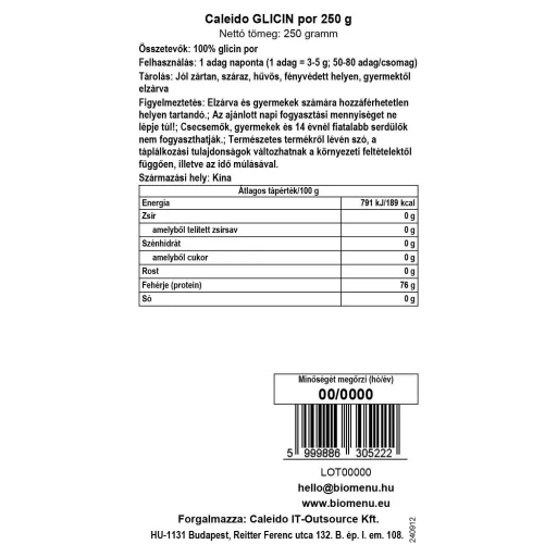 Caleido Glicin v prahu 250 g oznaka podatkov