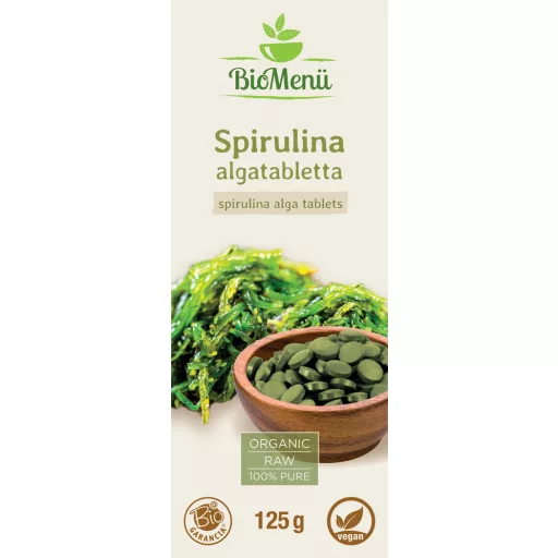 BioMenü organske tablete spirulina alge 125 g oznaka