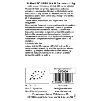 BioMenü organske tablete spirulina alge 125 g slika izdelka