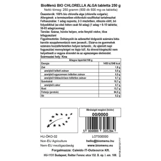 BioMenü organske tablete iz alg chlorella 250 g slika izdelka
