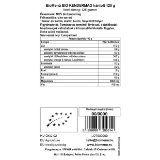BioMenü organska konopljina semena oluščena 125 g slika izdelka