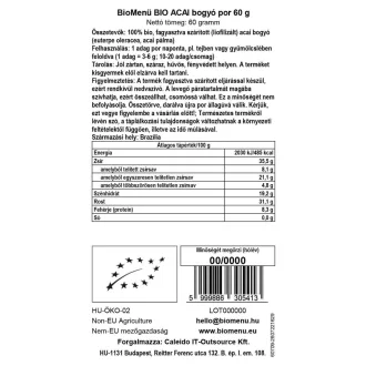 BioMenü organski prah iz acai jagod 60 g slika izdelka