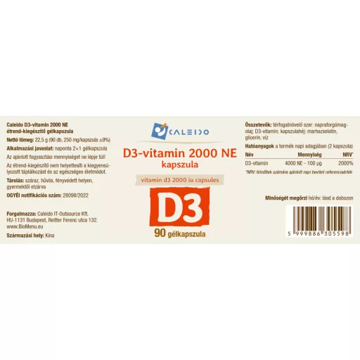Caleido vitamin D3 2000 ne kapsule 90 kapsul oznaka