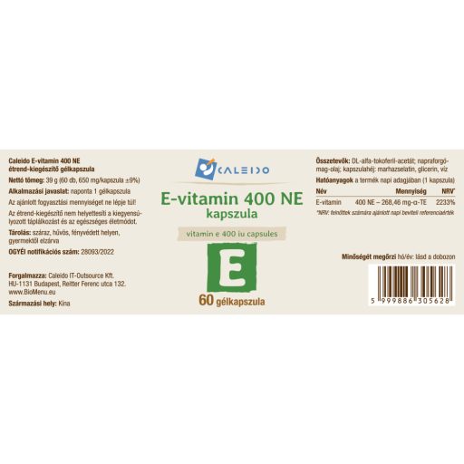 Caleido Vitamin E 400 NE kapsule v obliki gela, 60 kapsul material