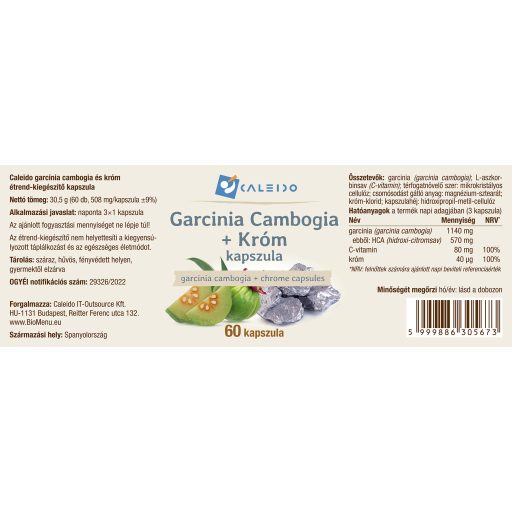 Caleido Kapsule z garcinia cambogia + kromom, 60 kapsul oznaka