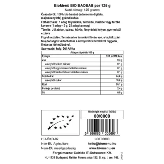 BioMenü ekološki prah baobaba 125 g slika izdelka