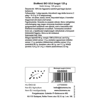 BioMenü ekološke goji jagode 125 g slika izdelka