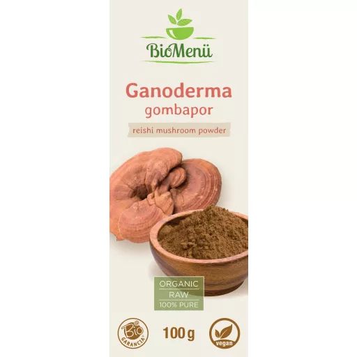 BioMenü ekološki prah gobe ganoderma 100 g oznaka