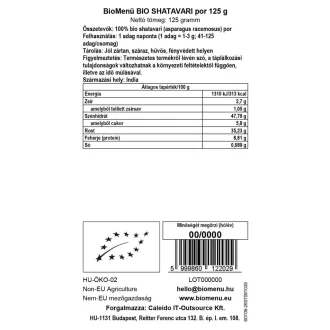 BioMenü ekološki prah shatavari 125 g slika izdelka
