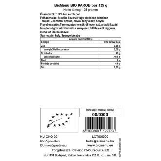 BioMenü ekološki rožičev prah 125 g slika izdelka