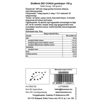 BioMenü organska goba chaga v prahu 100 g slika izdelka