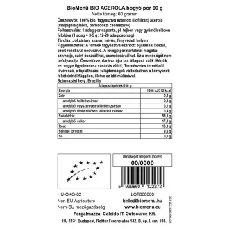 BioMenü organski prah iz acerola jagod 60 g slika izdelka