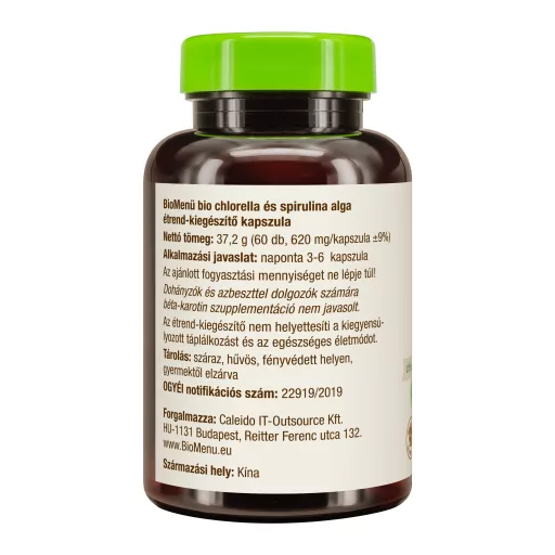 BioMenü organske kapsule iz alg chlorella in spirulina 60 kosov