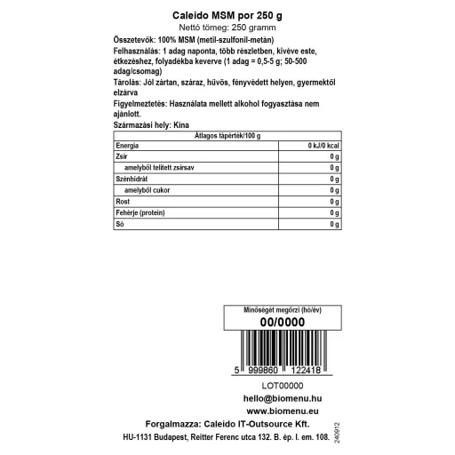 Caleido msm v prahu, 250 g oznaka podatkov