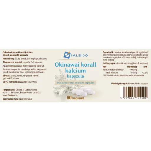 Caleido kapsule okinawanskega koralnega kalcija, 60 kapsul oznaka