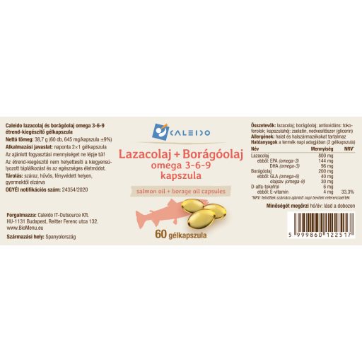Caleido Kapsule z ribjim oljem + boragovo olje omega 3-6-9 60 kapsul oznaka