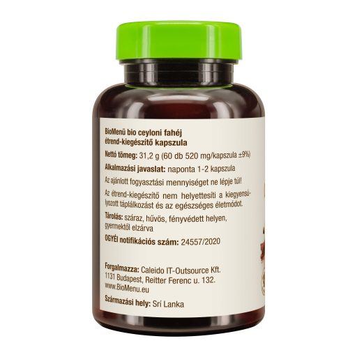 BioMenü ekološke kapsule cejlonskega cimeta 60 kosov
