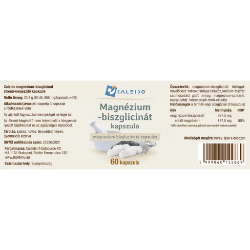 Caleido Kapsule z magnezijevim bisglicinatom 60 kapsul oznaka