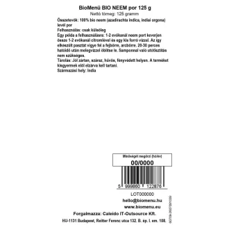 BioMenü organska neem v prahu 125 g slika izdelka