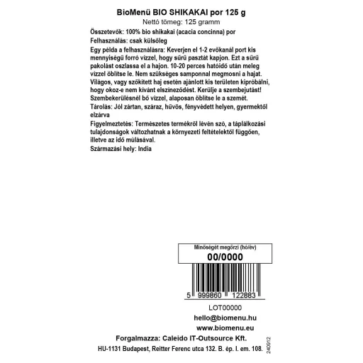 BioMenü ekološki prah shikakai 125 g oznaka podatkov