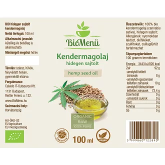 BioMenü organsko konopljino olje 100 ml slika izdelka