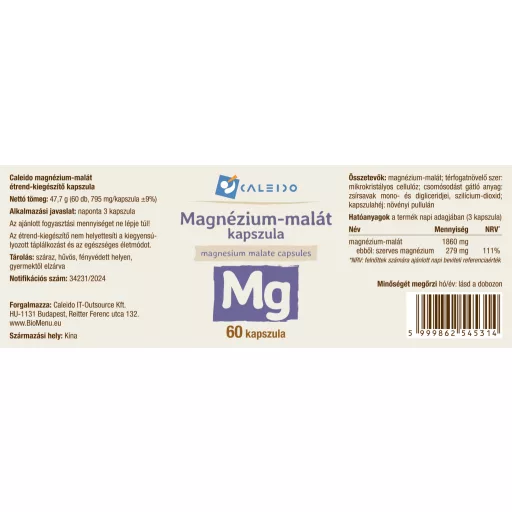 Caleido Kapsule z magnezijevim malatom 60 kapsul oznaka