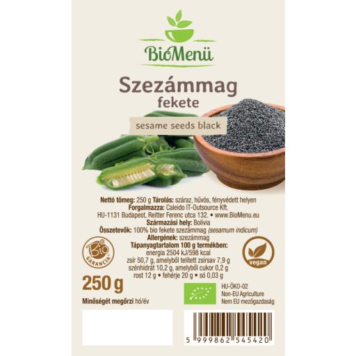 BioMenü organska črna sezamova semena 250 g oznaka
