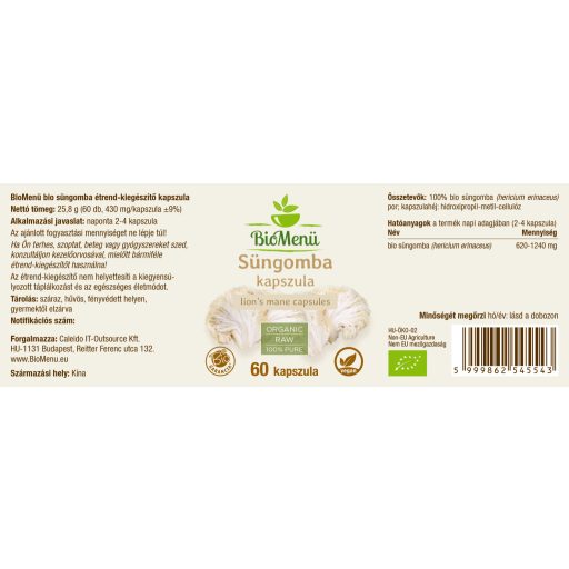 BioMenü organske kapsule gobe sponge 60 kosov oznaka