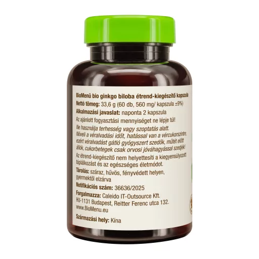 BioMenü ekološke kapsule ginkgo biloba 60 kosov