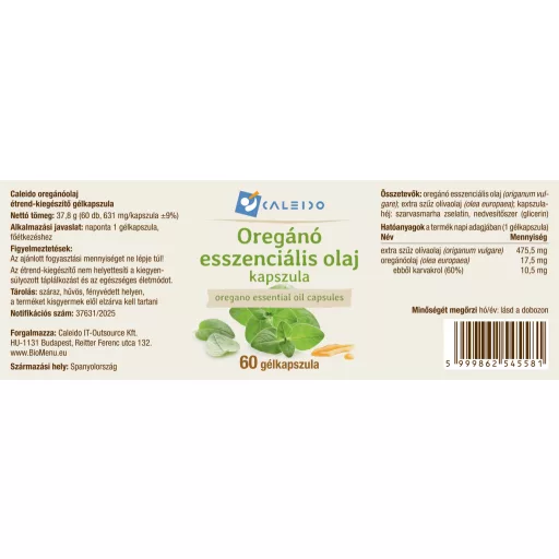 Caleido kapsule z eteričnim oljem origana, 60 kapsul oznaka