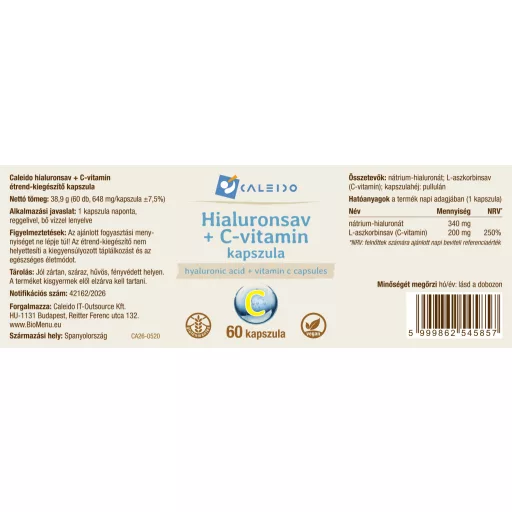 Caleido Hialuronska Kislina + Vitamin C kapsule 60 kos oznaka
