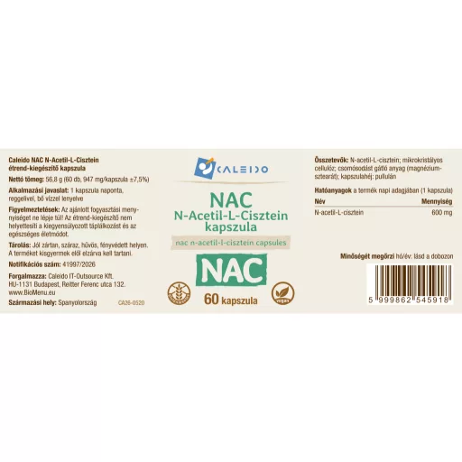 Caleido NAC N-acetil-L-cistein kapsule 60 kos oznaka